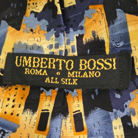 Umberto Bossi Handmade 100% Silk Tie Italian Cityscape Stunning - Picture 3 of 4